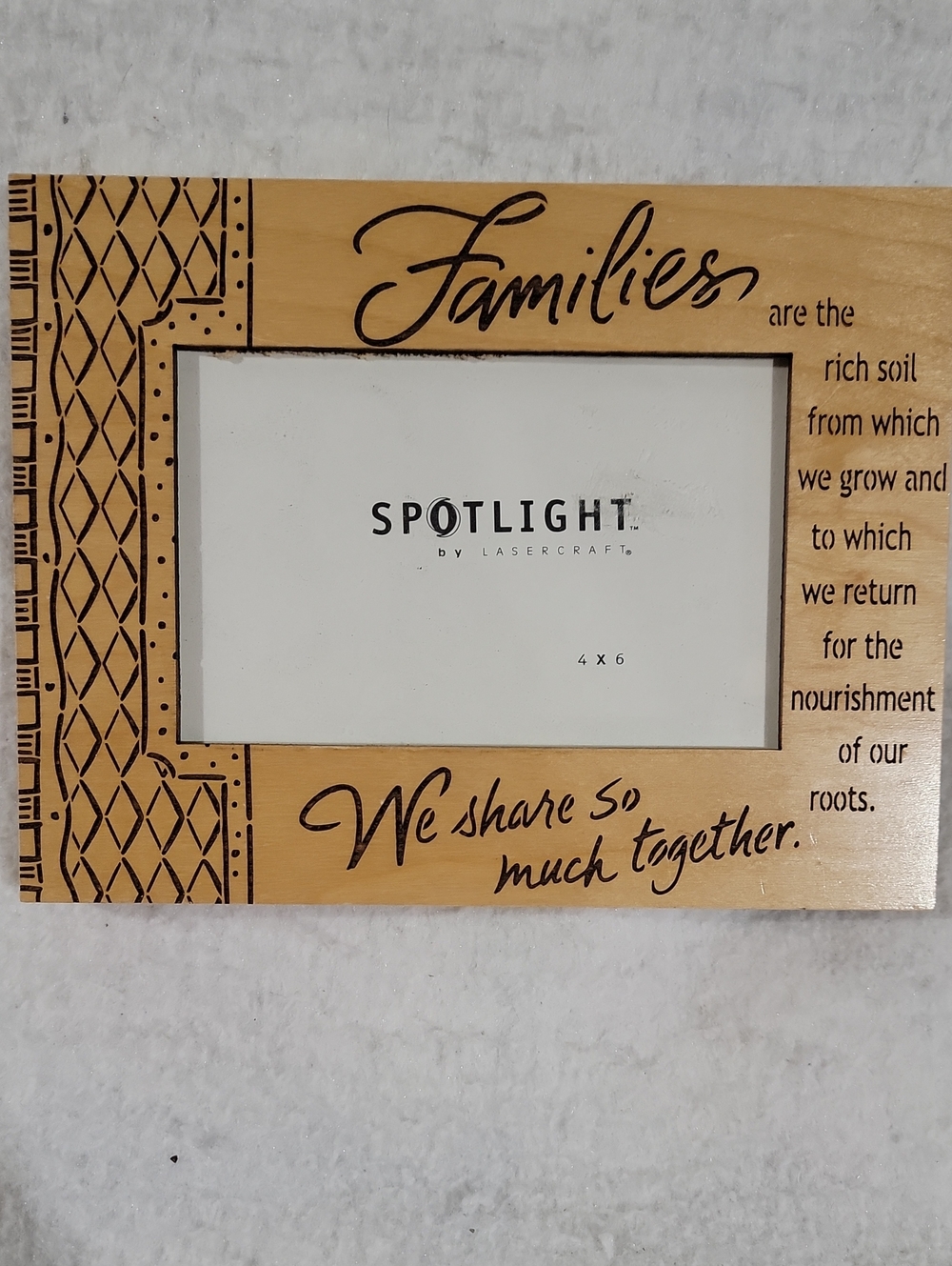 Laser Engraved Families Wooden Picture Frame - Natural Finish New